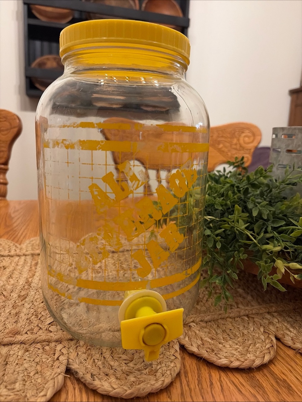 Vintage Yellow Sun Tea Glass Jar 1 Gallon All Beverage Jar